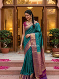 Leight weight kanchi pattu saree for women | royal blue | zari border | party wear