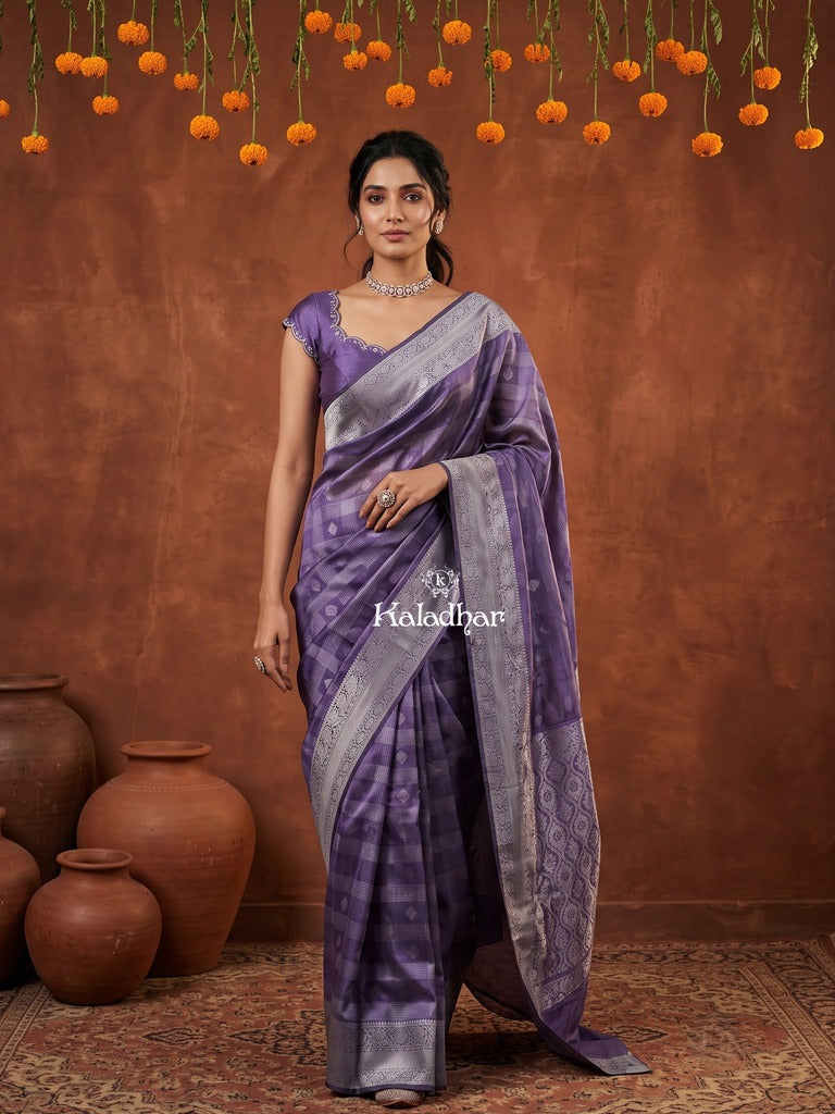 Mangalagiri pattu saree for women | lavender | zari border | party wear