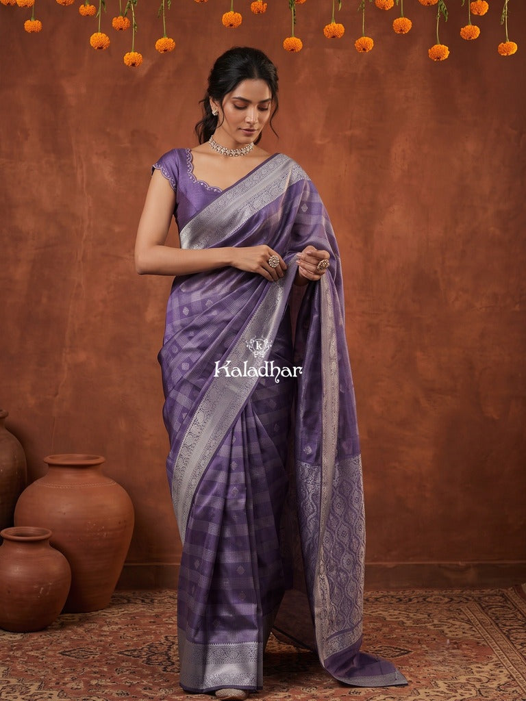 Mangalagiri pattu saree for women | lavender | zari border | party wear