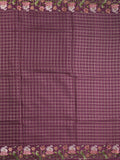 Tussar fancy saree allover checks with embroidery border and attached blouse