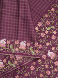 Tussar fancy saree allover checks with embroidery border and attached blouse