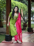 Designer embroidery kurthi for women | green | matching dupatta | festive & party wear