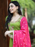 Designer embroidery kurthi for women | green | matching dupatta | festive & party wear