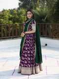 Traditional pattu half saree set for women | violet | festive & party wear