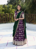 Traditional pattu half saree set for women | violet | festive & party wear