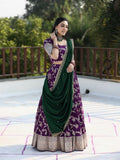 Traditional pattu half saree set for women | violet | festive & party wear