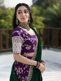 Traditional pattu half saree set for women | violet | festive & party wear