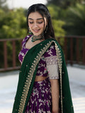 Traditional pattu half saree set for women | violet | festive & party wear