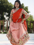 Traditional pattu half Saree Set for Women | pastel peach | festive & party wear