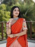Traditional pattu half Saree Set for Women | pastel peach | festive & party wear