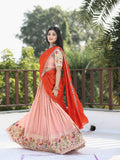 Traditional pattu half Saree Set for Women | pastel peach | festive & party wear