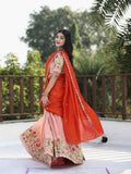 Traditional pattu half Saree Set for Women | pastel peach | festive & party wear