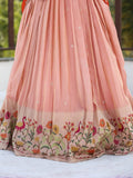 Traditional pattu half Saree Set for Women | pastel peach | festive & party wear