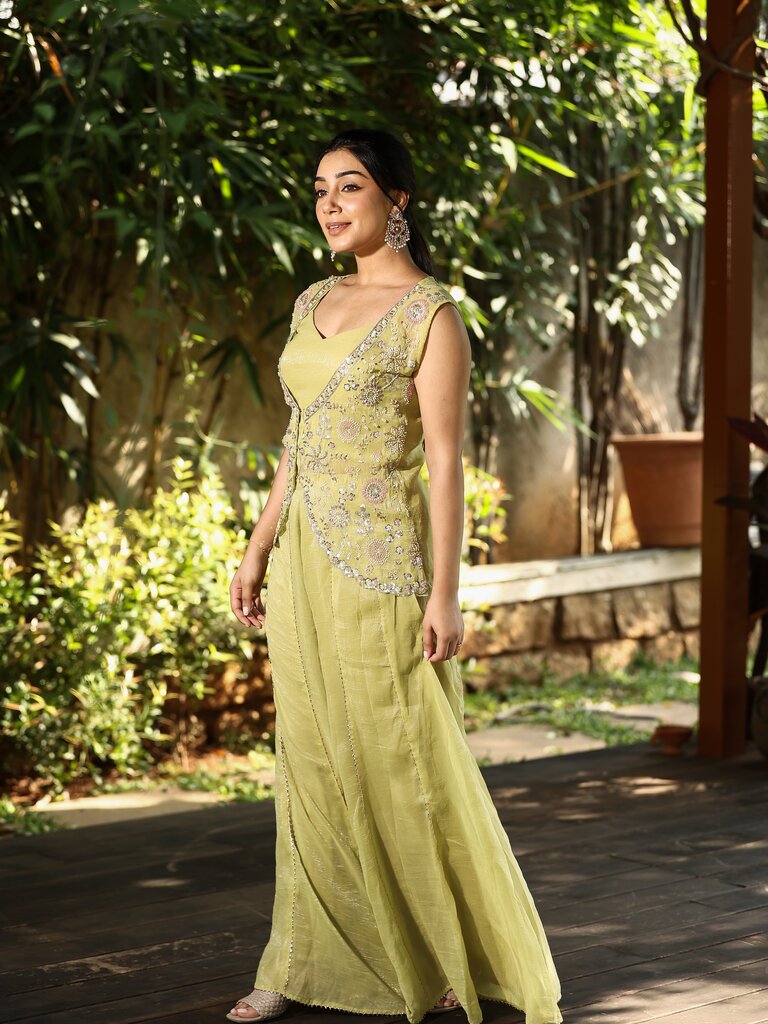 Designer Co-Ord Set for Women | pista green | festive & party wear