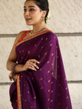 Light weight kanchi pattu saree for women | deep plum purple | allover zari motifs | festive wear