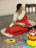 Light weight kanchi pattu saree for women | red | allover zari motifs | festive wear