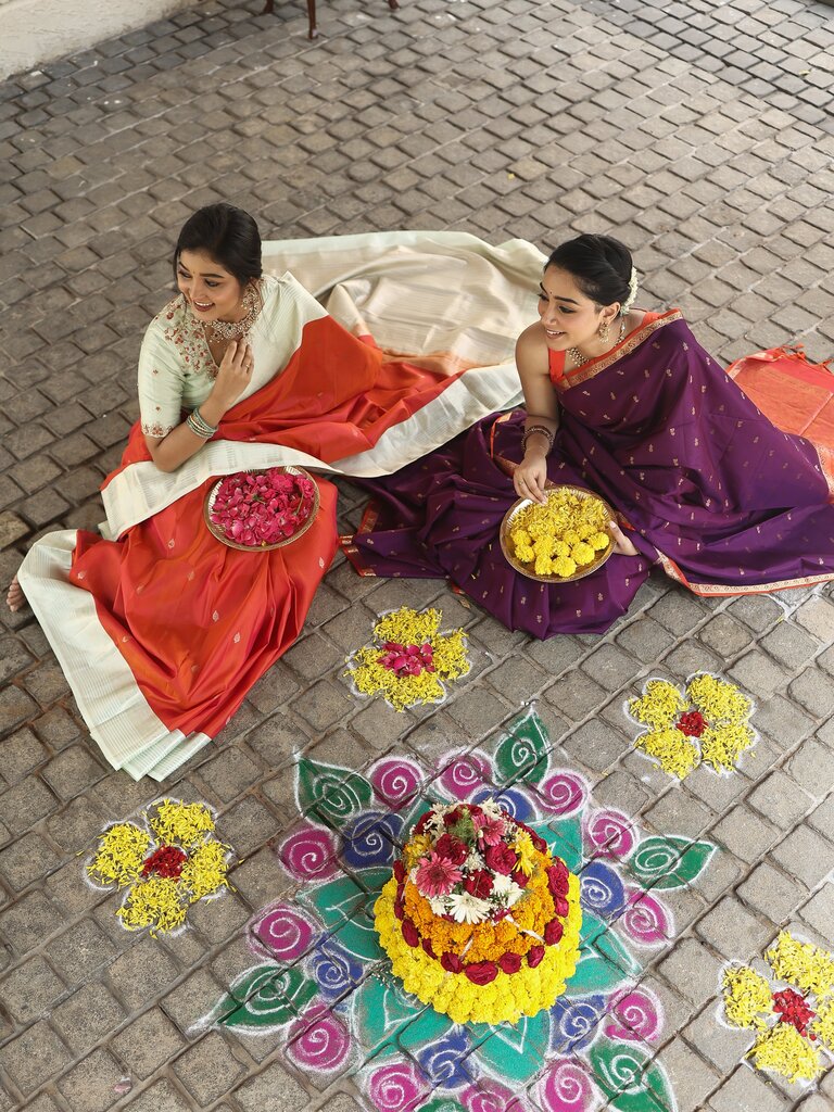 Light weight kanchi pattu saree for women | red | allover zari motifs | festive wear