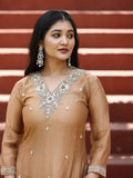 Designer embroidery kuthi set for women | beige | party wear