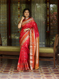 Pattu saree for women | red | zari border | festive wear