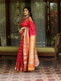 Pattu saree for women | red | zari border | festive wear
