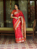 Pattu saree for women | red | zari border | festive wear