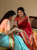 Pattu saree for women | red | zari border | festive wear