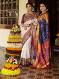 Rajkot patola saree for women | white | contrast border | festive & party wear