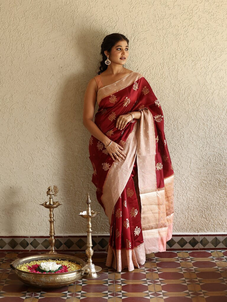 Mango silk pattu saree for women | light pink | zari | festive & party wear