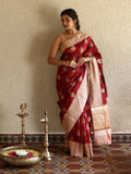 Mango silk pattu saree for women | light pink | zari | festive & party wear