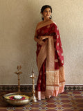 Mango silk pattu saree for women | light pink | zari | festive & party wear
