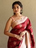 Mango silk pattu saree for women | light pink | zari | festive & party wear