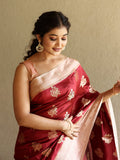 Mango silk pattu saree for women | light pink | zari | festive & party wear