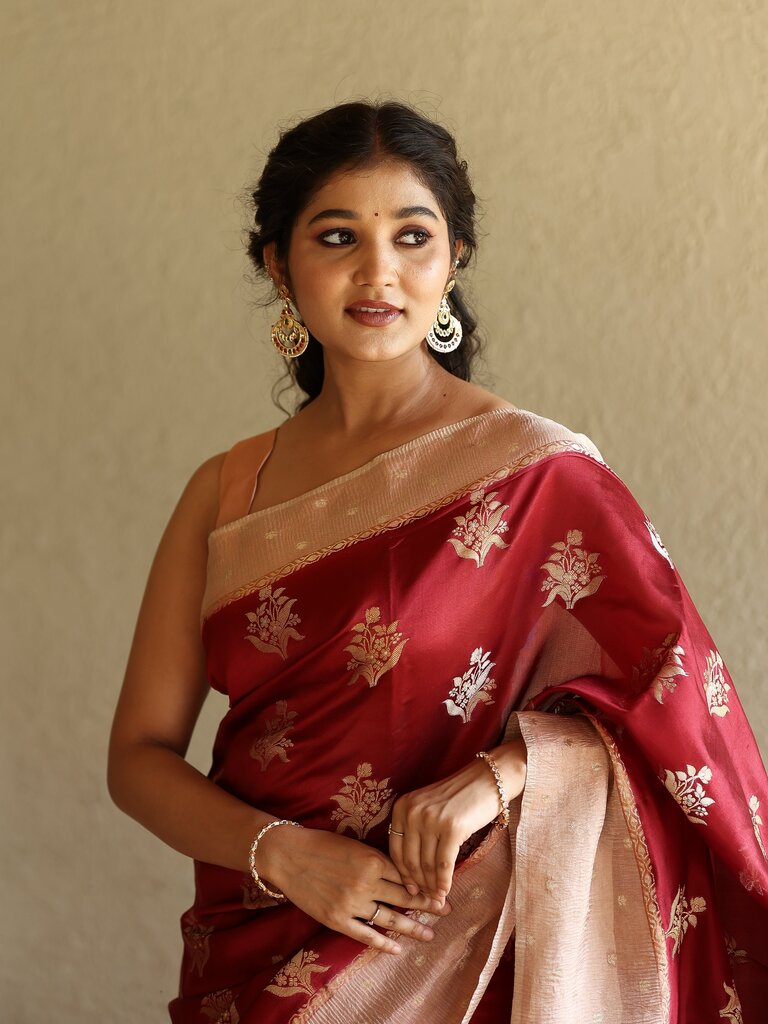 Mango silk pattu saree for women | light pink | zari | festive & party wear