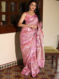 Mango silk pattu saree for women | light pink | zari | festive & party wear