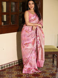Mango silk pattu saree for women | light pink | zari | festive & party wear