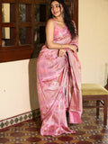 Mango silk pattu saree for women | light pink | zari | festive & party wear