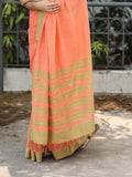 Mangalagiri cotton saree in light pink color with temple border and matching blouse