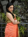 Mangalagiri cotton saree in light pink color with temple border and matching blouse