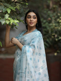 Kota fancy saree in white color allover motifs with running pallu and matching blouse