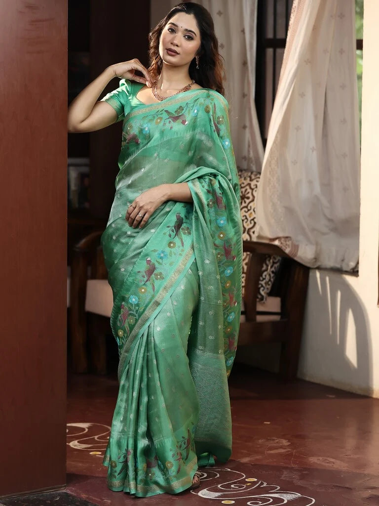Rocket sarees for women | white | ready to wear | stitched blouse
