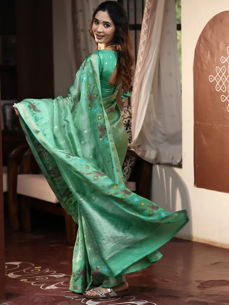 Rocket sarees for women | white | ready to wear | stitched blouse