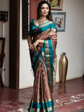 Vintage pattu saree for women | brown | zari border | party wear