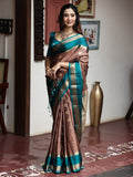 Vintage pattu saree for women | brown | zari border | party wear