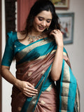 Vintage pattu saree for women | brown | zari border | party wear