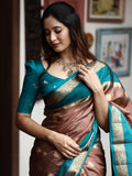 Vintage pattu saree for women | brown | zari border | party wear