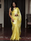 Chinnon fancy saree for women | yellow | zari border | party wear