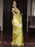 Chinnon fancy saree for women | yellow | zari border | party wear