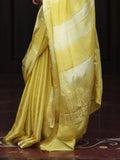 Chinnon fancy saree for women | yellow | zari border | party wear