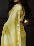 Chinnon fancy saree for women | yellow | zari border | party wear