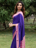 Mysore crape fancy saree for women | royal blue | zari border | party wear